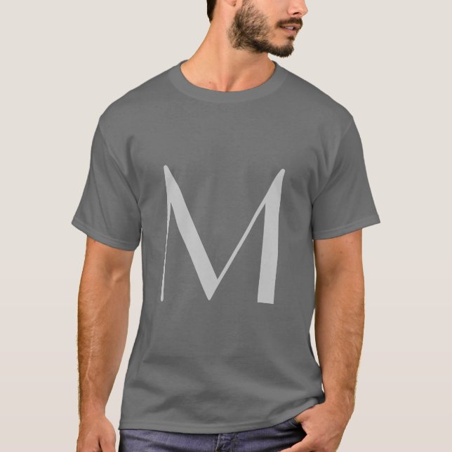 Monogram Grått Black Modern Lägg till ditt namn fr T Shirt (Framsida)