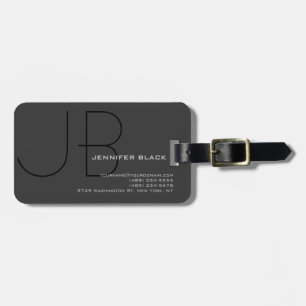 Monogram Grått Black Modern Minimalist Bagagebricka