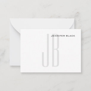 Monogram Grått Black White Modern Minimalist Anteckningskort