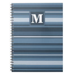 Monogram grått-blue rand anteckningsbok med spiral