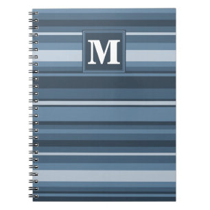 Monogram grått-blue rand anteckningsbok med spiral
