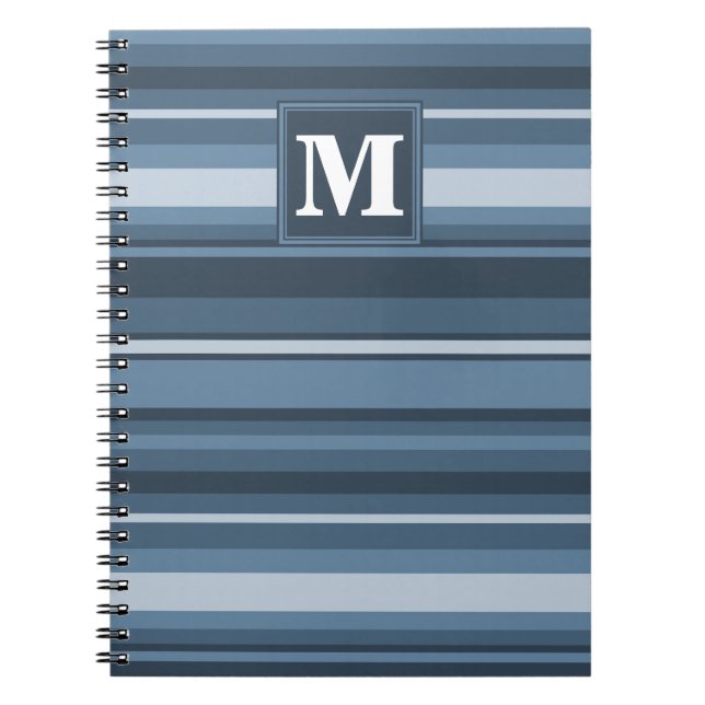 Monogram grått-blue rand anteckningsbok med spiral (Framsidan)
