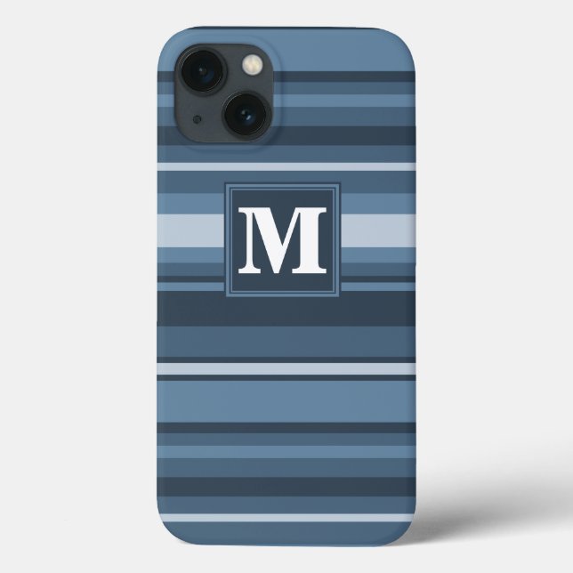 Monogram grått-blue rand Fodral-Mate iphone case (Baksida)