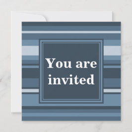 Monogram grått-blue rand inbjudningar