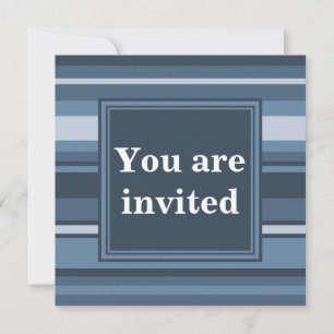 Monogram grått-blue rand inbjudningar