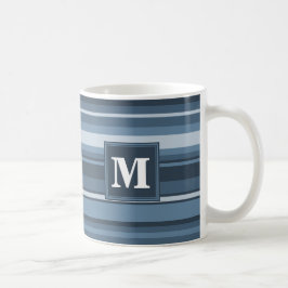 Monogram grått-blue rand kaffemugg