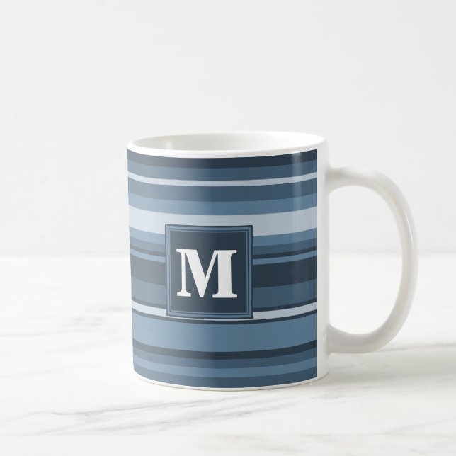 Monogram grått-blue rand kaffemugg (Höger)