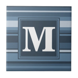 Monogram grått-blue rand kakelplatta