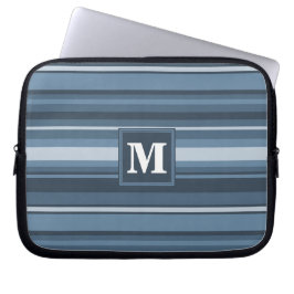 Monogram grått-blue rand laptop sleeve