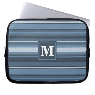 Monogram grått-blue rand laptop sleeve