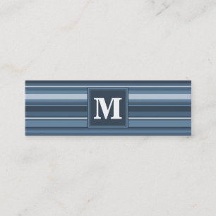 Monogram grått-blue rand mini visitkort