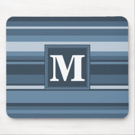 Monogram grått-blue rand musmatta