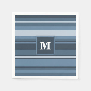 Monogram grått-blue rand pappersservett