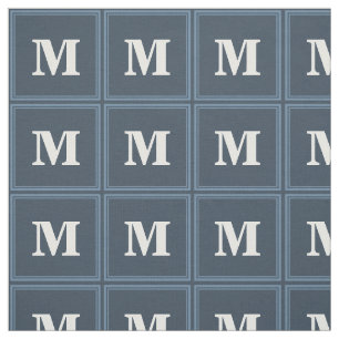 Monogram grått-blue rand tyg