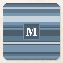 Monogram grått-blue rand underlägg papper kvadrat