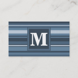 Monogram grått-blue rand visitkort