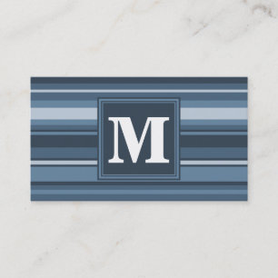 Monogram grått-blue rand visitkort