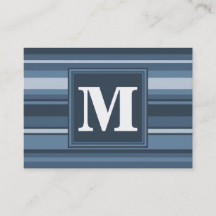 Monogram grått-blue rand visitkort