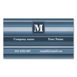 Monogram grått-blue rand visitkortmagnet