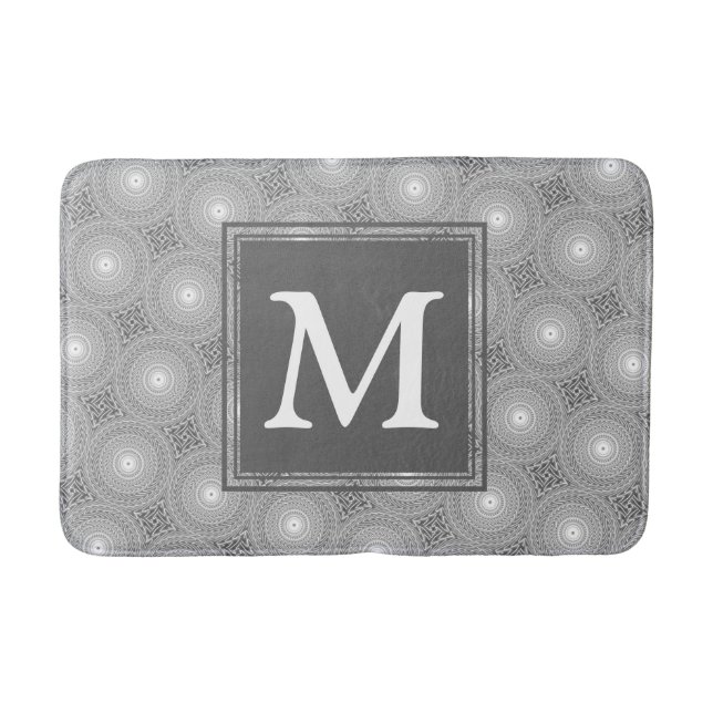 Monogram grått circles mönster badrumsmatta (Framsidan)