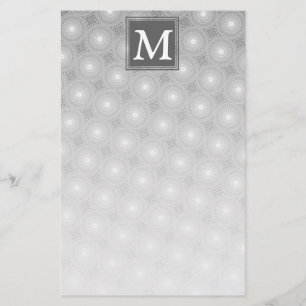 Monogram grått circles mönster brevpapper