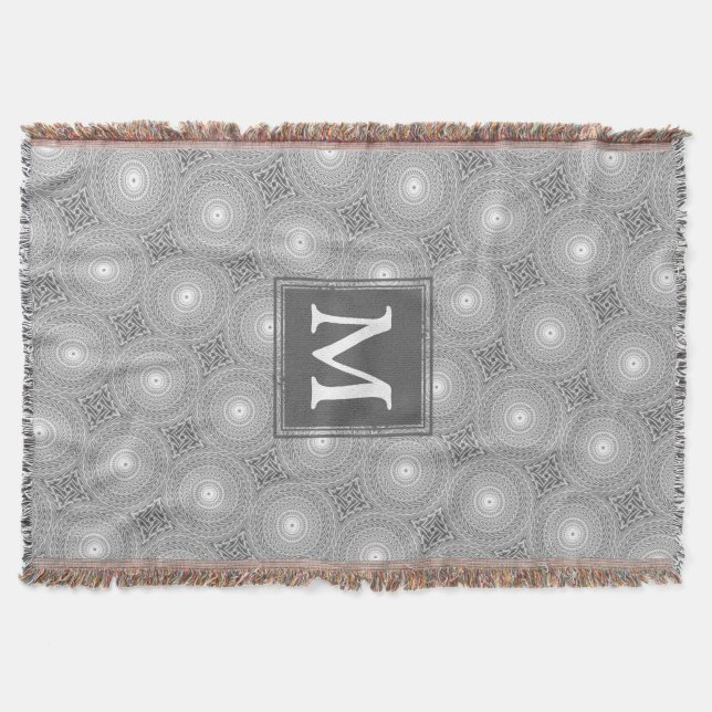 Monogram grått circles mönster filt (Framsidan)