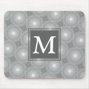 Monogram grått circles mönster musmatta