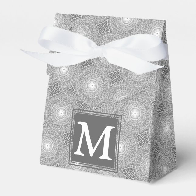 Monogram grått circles mönster presentaskar (Framsidan Sidan)