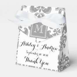 Monogram, Grått Damask-mönster 2 Presentaskar