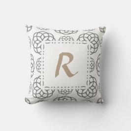 Monogram Grått Geometric Circles med Anpassningsba Kudde