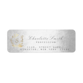 Monogram Grått Guld Blommigt Utandning Silver OSA Returadress Etikett