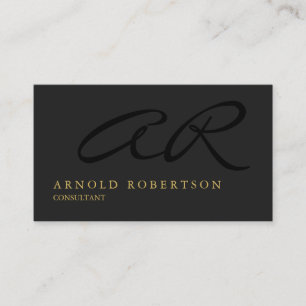 Monogram Grått Guld Professionell Affärskort Visitkort