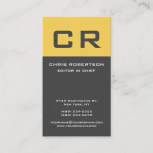 Monogram Grått Gult med fetstil Modern minimalist Visitkort