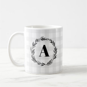 Monogram Grått-kontroll Mönster Kaffemugg