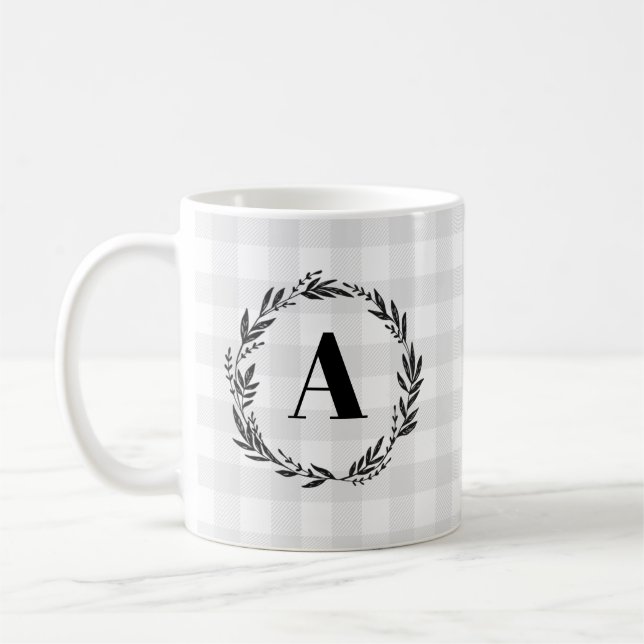 Monogram Grått-kontroll Mönster Kaffemugg (Vänster)