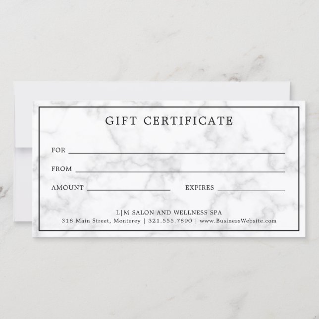 Monogram Grått Marble Business Gift-certifikat (Framsida)
