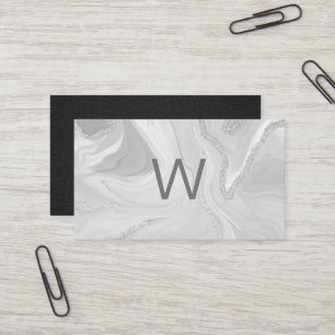 Monogram Grått Marble LäderAffärskort Visitkort