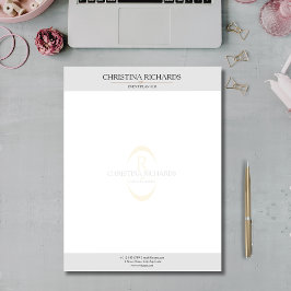 Monogram Grått Modern Elegant Business Brevhuvud