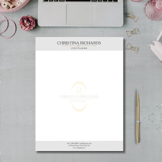 Monogram Grått Modern Elegant Business Brevhuvud