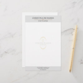 Monogram Grått Modern Elegant Business Brevpapper