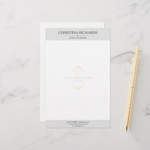 Monogram Grått Modern Elegant Business Brevpapper