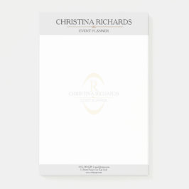 Monogram Grått Modern Elegant Business Post-it Block