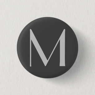 Monogram Grått Modern Lägg till ditt namn från bör Knapp