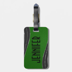 Monogram Grått och Grönt läder 2 Silver Bagagebricka