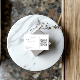 Monogram Grått och vitt QR-affärskort Visitkort