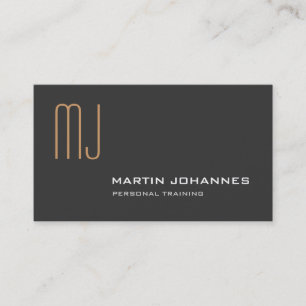 Monogram Grått Personal Trainer Affärskort Visitkort