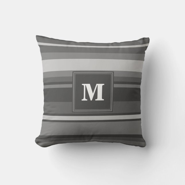Monogram grått rand kudde (Framsida)
