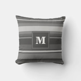 Monogram grått rand kudde