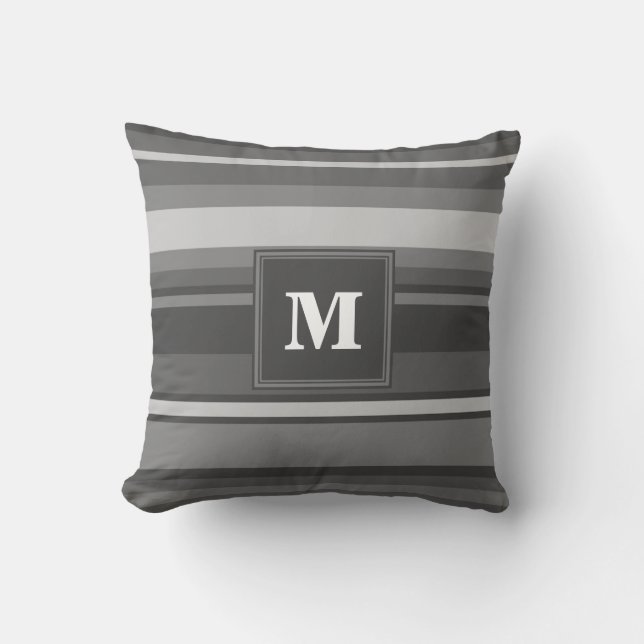 Monogram grått rand kudde (Framsida)