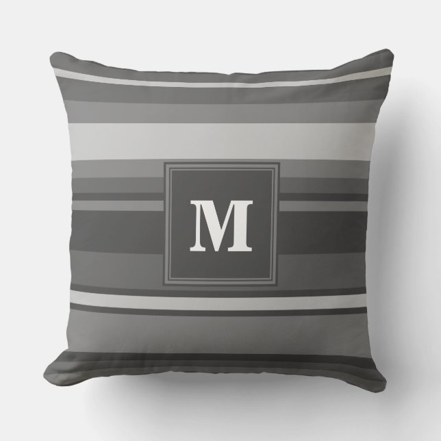 Monogram grått rand kudde (Framsida)